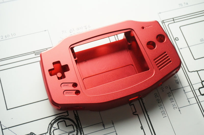 red gba shell boxy pixel aluminum shell