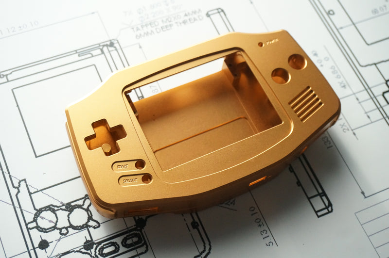 gold gba shell boxy pixel aluminum shell